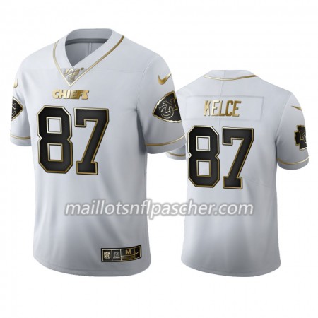 Maillot Kansas City Chiefs Travis Kelce 87 Nike Blanc Golden Edition - Homme